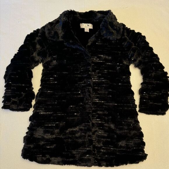 Vintage Widgeon Faux Fur Coat - Black Size Small / medium Lux Winter Outerwear - Picture 1 of 7